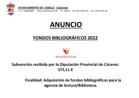 Imagen SUBVENCIÓN FONDOS BIBLIOGRÁFICOS 2022